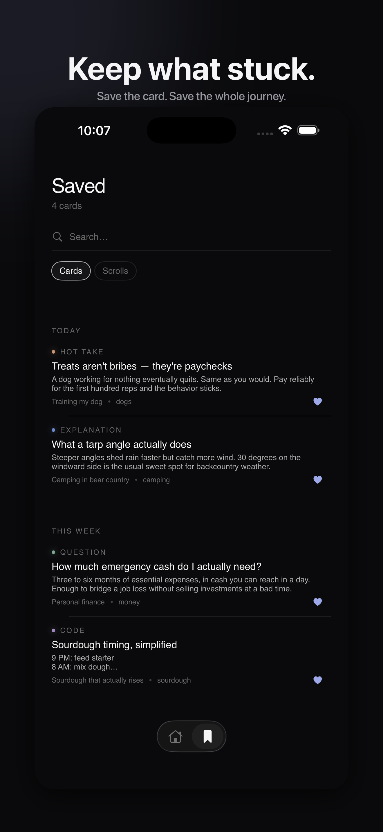 Saved — keep what stuck